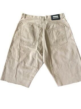 Dr Denim Beige Cotton Nora Sky High Mom Cut Off Raw Hem Bermuda Shorts (31)